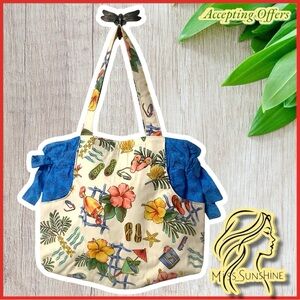 Handmade bag - vacation beach travel -medium tote - double layer flowy cold nwot